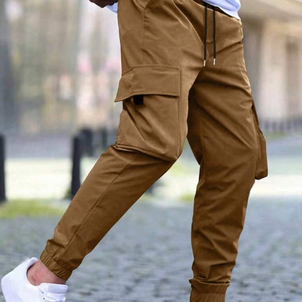 Manfinity Men's Loose Fit Cargo Pants With Flap Pockets And Drawstring Waist